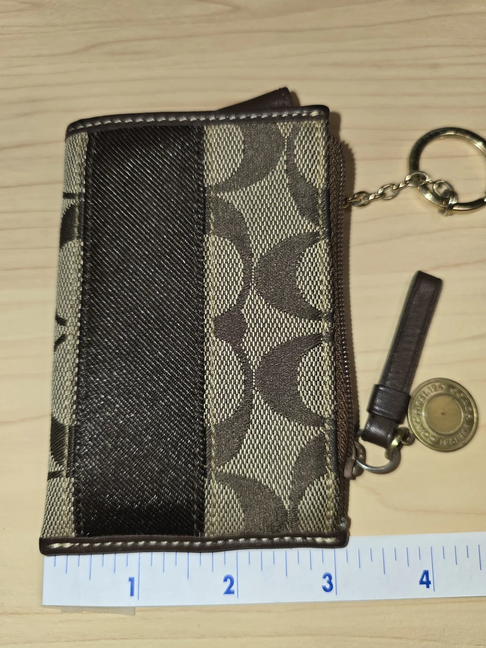 COACH Card Holder Wallet Keyring Legacy Lining